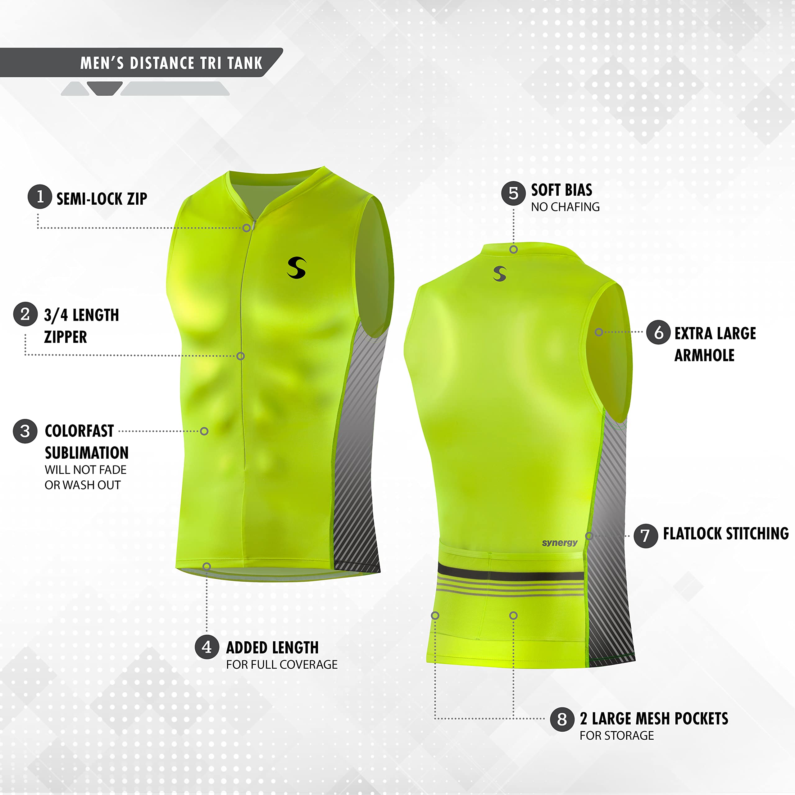 Synergy Men's Triathlon Tank Top - Breathable Quick-Dry Running Singlet for Cycling, Racing & Workouts - Lightweight Performance Shirt for Athletes