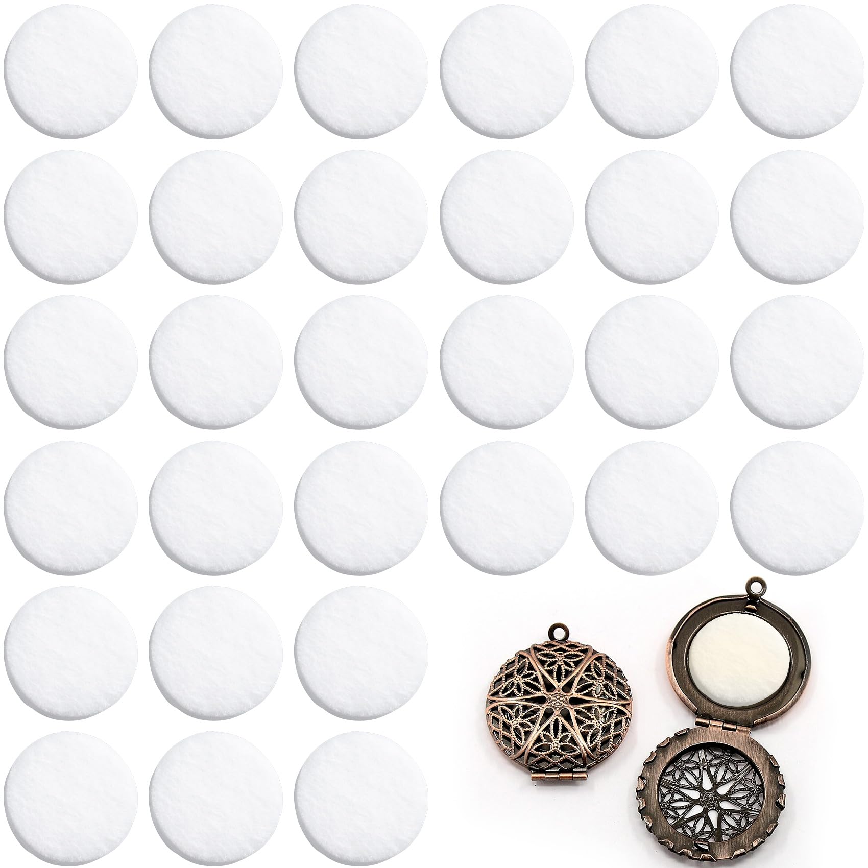 17.5MM/0.7inch Unscented White Car Air Freshener Refill Pads - 30PCS Replacement Felt Pads for Vent Clips & Diffusers - Perfect for Essential Oils, Perfumes & Aromatherapy in Cars, Homes & Offices