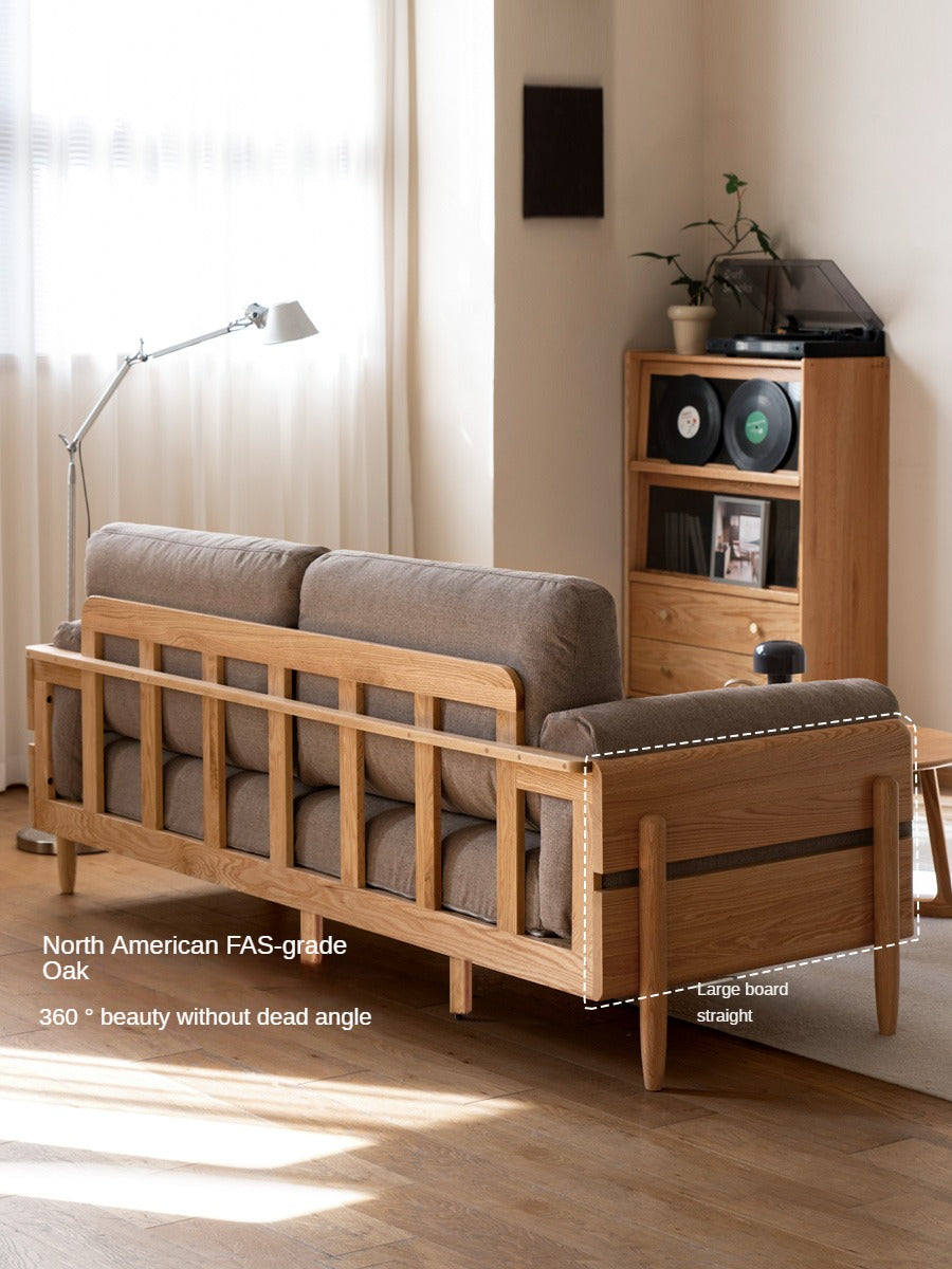 Solid Oak Wood Sofa - Modern High Back Design for Living Room, Lounge & Office - Durable & Stylish Furniture for Home Decor