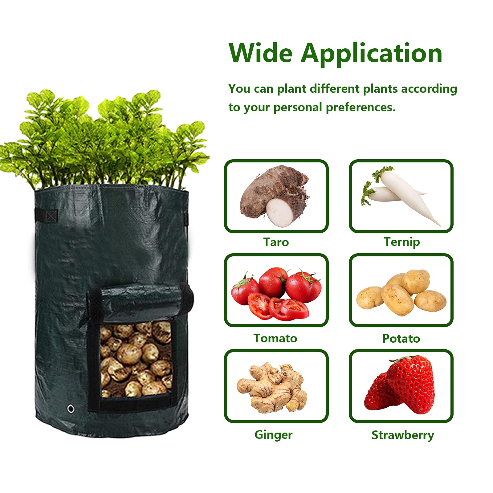 10 Gallon Grow Bags for Potatoes, Carrots & Onions - Portable Fabric Planter with Handles & Access Flap - Ideal for Home Gardening, Balcony Planting & Organic Vegetable Cultivation