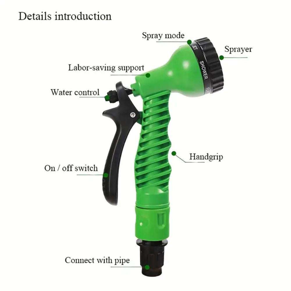 15m Anti-Kink Expandable Garden Hose - Flexible, Tangle-Free Water Hose with Adjustable Spray Nozzle - Perfect for Watering Plants, Washing Cars & Outdoor Cleaning