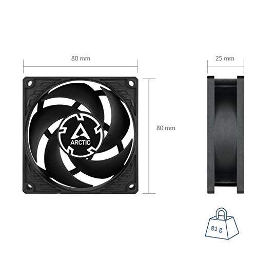 ARCTIC P8 (5 Pack) - 80mm High Performance PC Case Fan, Pressure-Optimized Cooling, Ultra Quiet 3000 RPM Motor - Black | Perfect for Gaming PCs, Workstations & Server Cooling