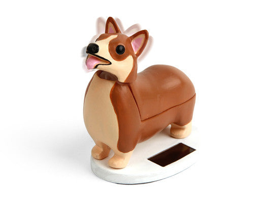 Kikkerland Elroy Solar-Powered Corgi Dog Toy - Fun Solar-Powered Animated Pet Gift for Kids & Adults - Perfect for Desk Decor, Garden Ornament, and Outdoor Play