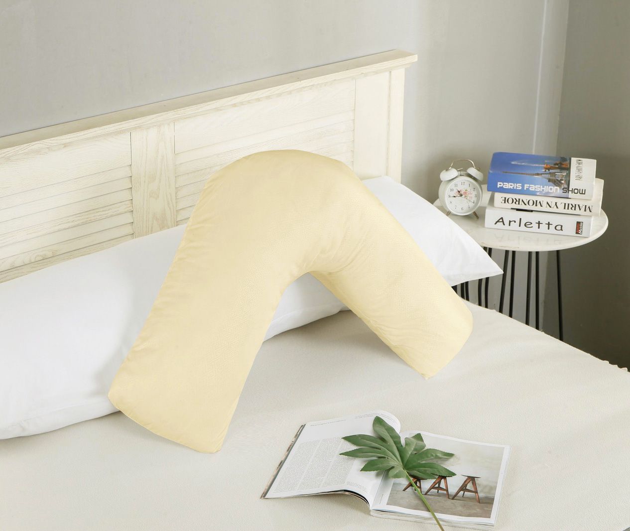 1000TC Premium Ultra Soft V-Shaped Pillowcase - Yellow Cream | Luxury Bedding for Side Sleepers & Neck Support | Perfect for Home, Hotel, and Travel Use