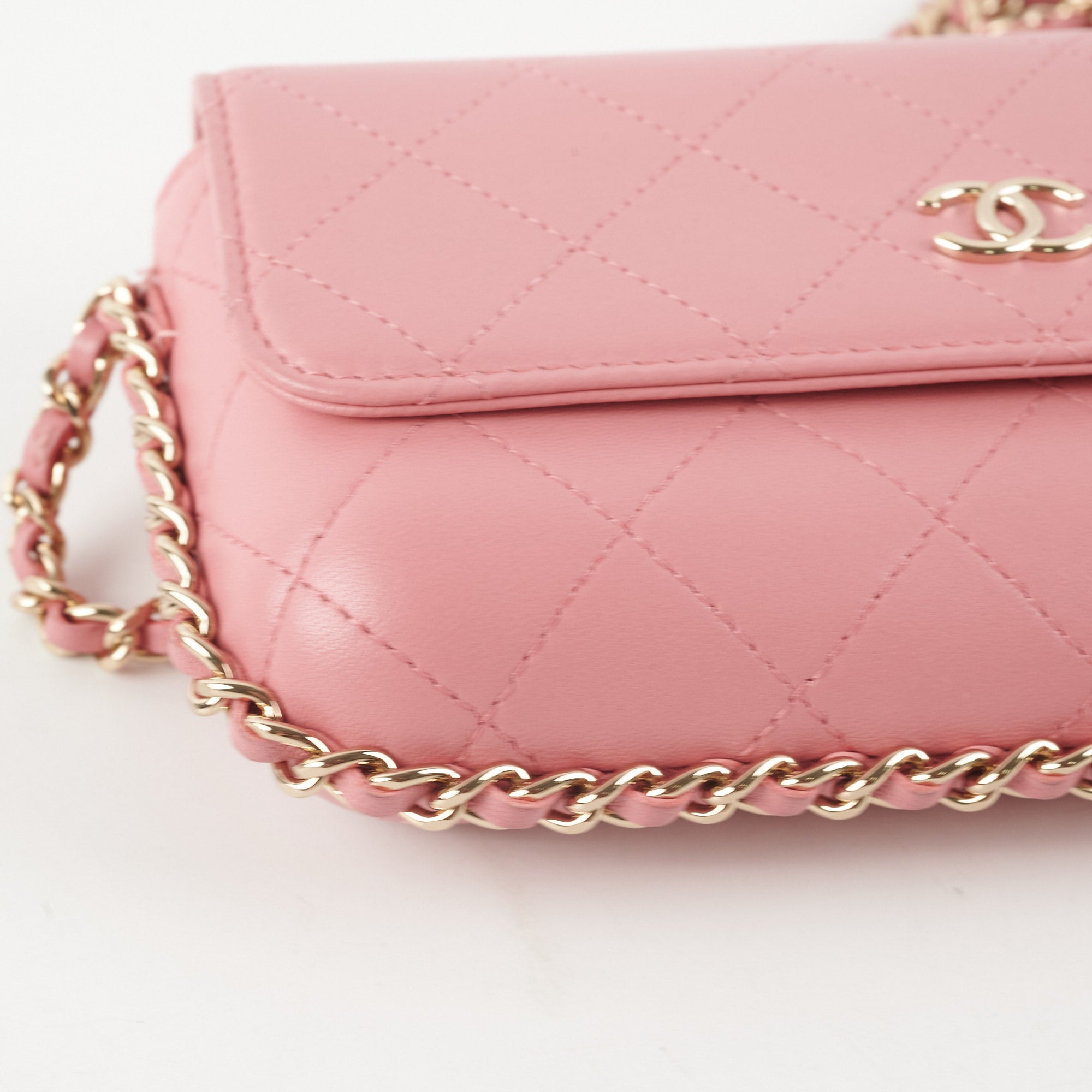 Chanel Seasonal Flap Bag Pink Microchip Leather Crossbody Purse - Luxury Designer Handbag for Women, Perfect for Parties, Dating & Special Occasions