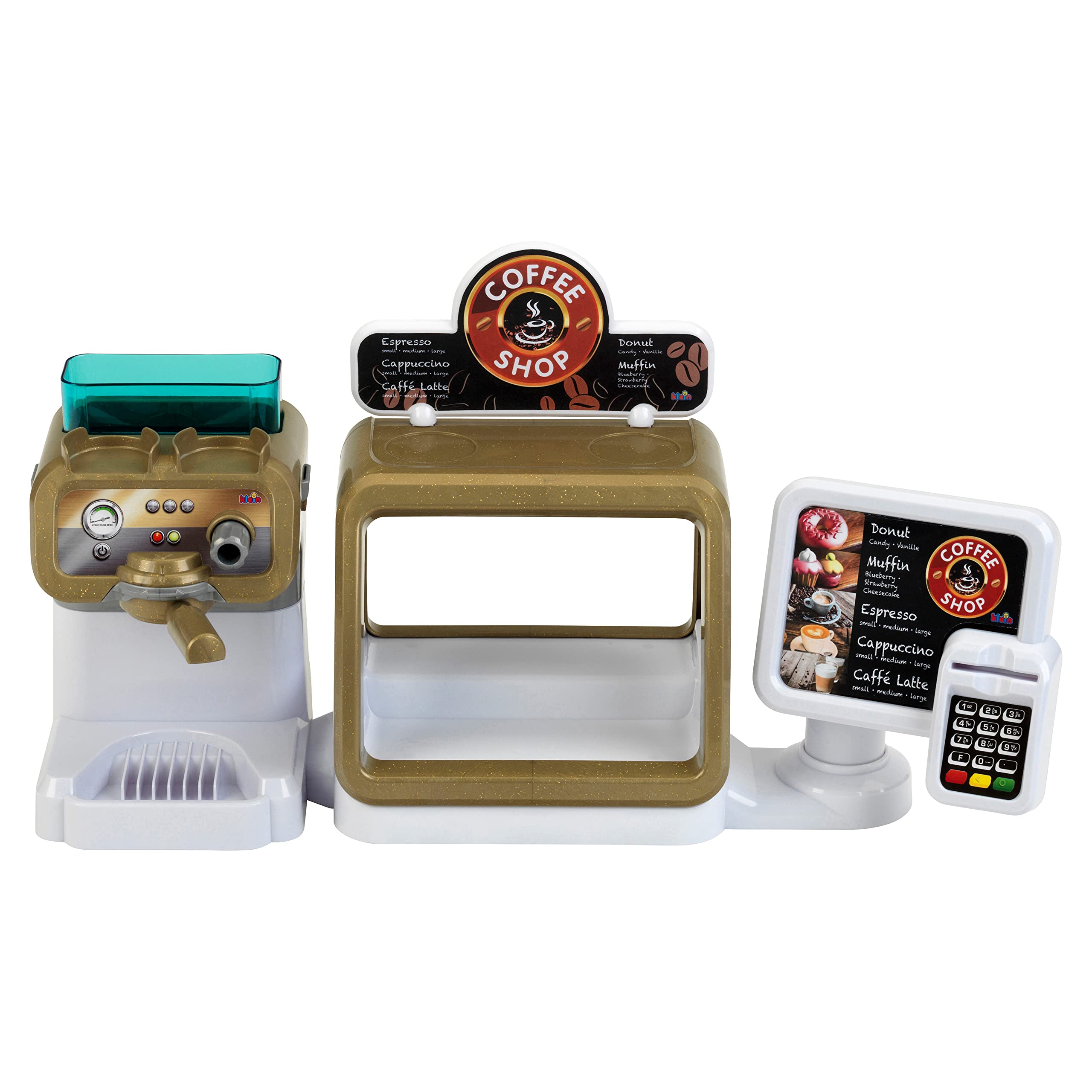 Theo Klein Pretend Play Coffee Shop Set - Kids Toy Barista Espresso Machine & Accessories for Imaginative Play - Perfect for Birthday Gifts & Role Play Games (Cafe, Kitchen, Home)