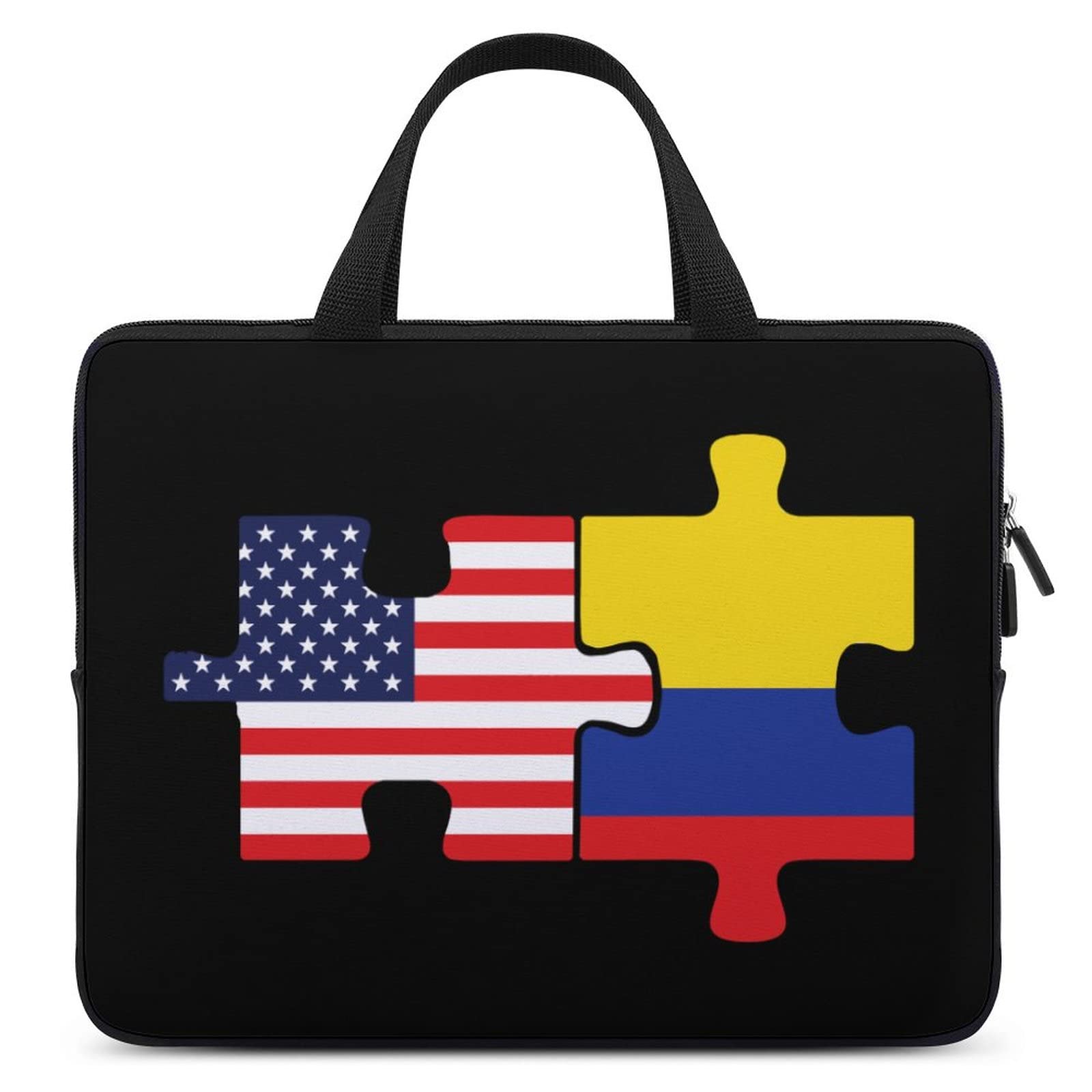 USA & Colombia Flags Waterproof Laptop Bag - 15.6 Inch Slim Business Briefcase for Men & Women, Durable Travel Computer Case for Work, School, Commuting & Airplane Carry-On