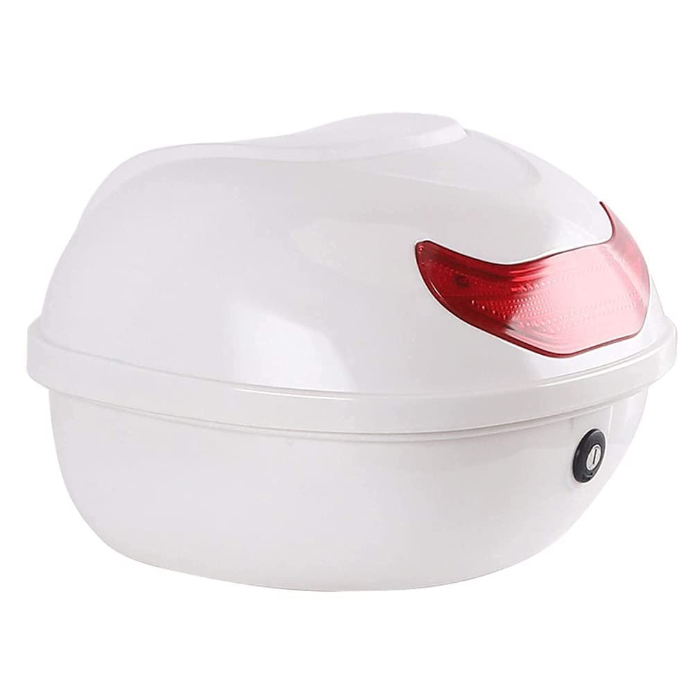 Universal Motorcycle Tour Tail Box - Waterproof Motorbike Top Case with Soft Backrest & LED Warning Light - Scooter Trunk Luggage Storage for Helmet & Gear - Perfect for Long Rides, Commuting & Adventure Travel
