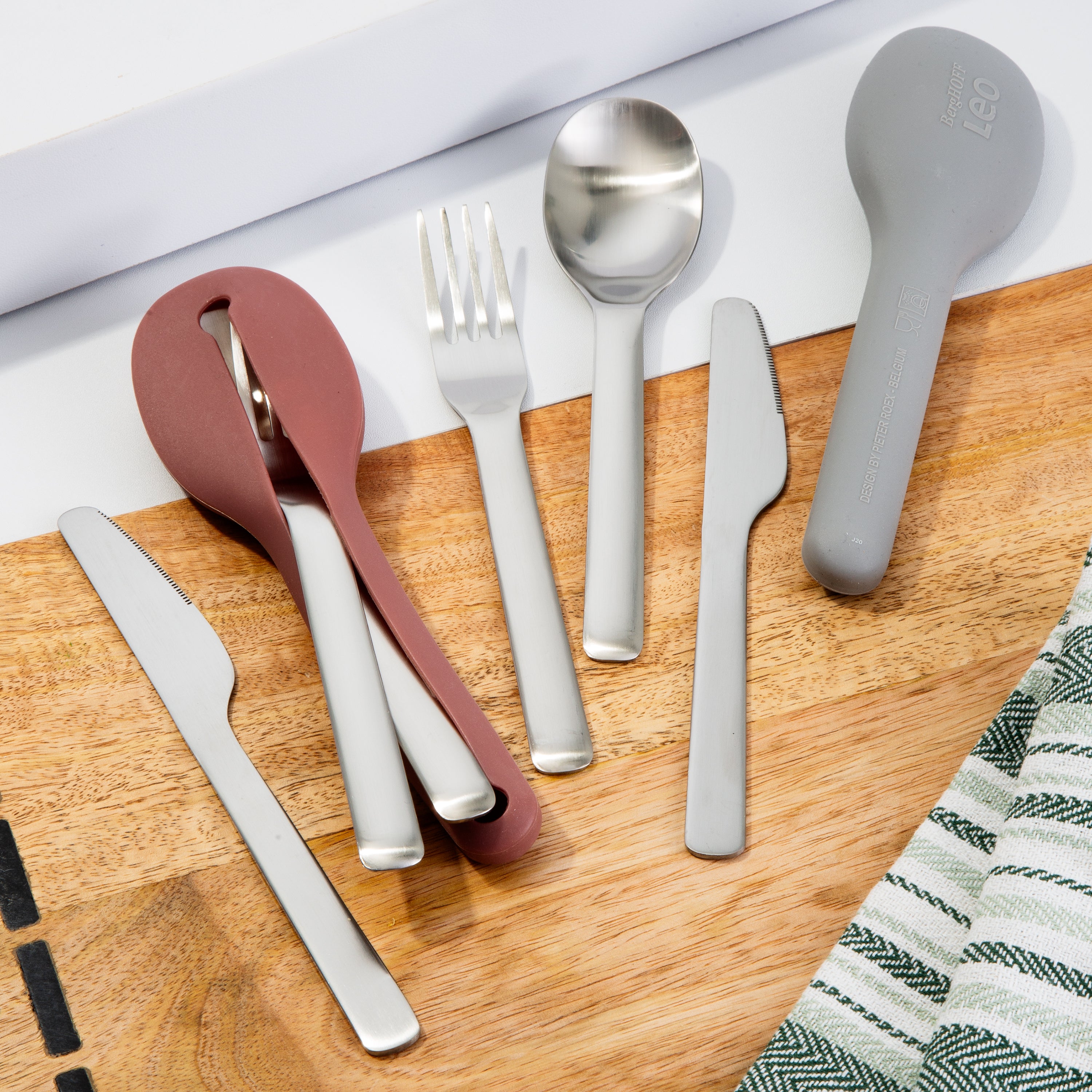 BergHOFF Leo 8-Piece Travel Flatware Set - Stainless Steel Cutlery for Camping, Picnics & On-The-Go Dining | Compact & Durable Utensils