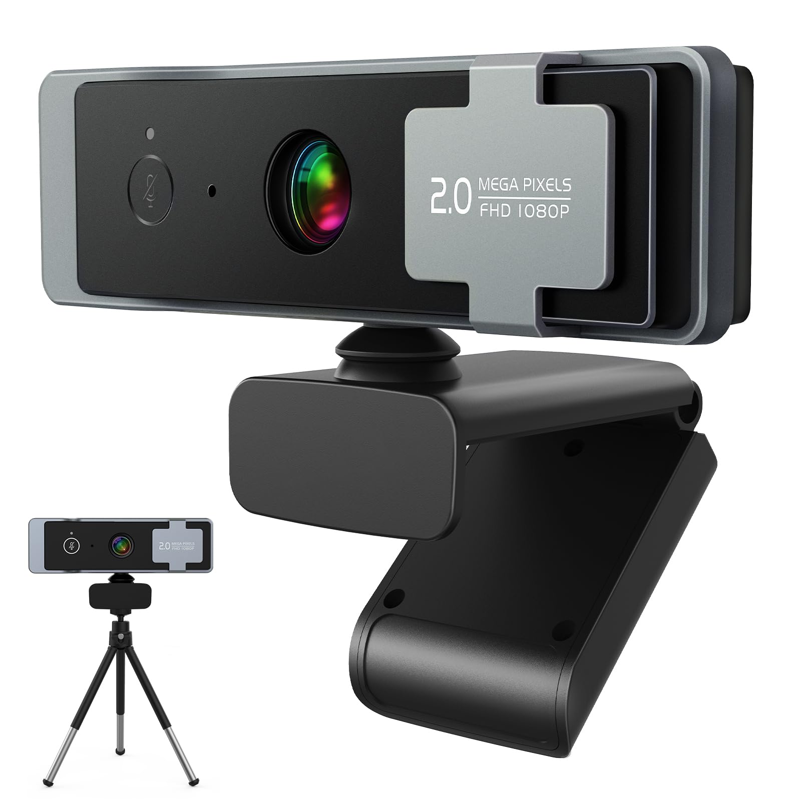 1080P HD Webcam for PC & Laptop with Privacy Cover, Tripod Stand & Dual Noise-Canceling Mics - Perfect for Zoom Meetings, Skype Calls, Online Classes & Video Conferencing at Home/Office