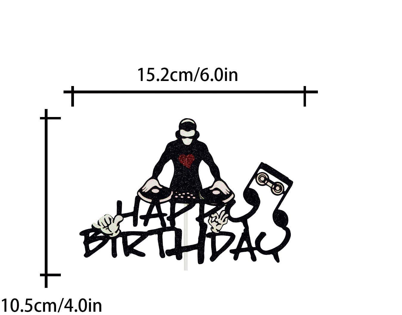 DJ Happy Birthday Cake Topper - Hip Hop & Disco Party Decorations - Rock DJ Themed Birthday Supplies for Music Lovers - Perfect for DJ Parties, Birthday Celebrations & Themed Events