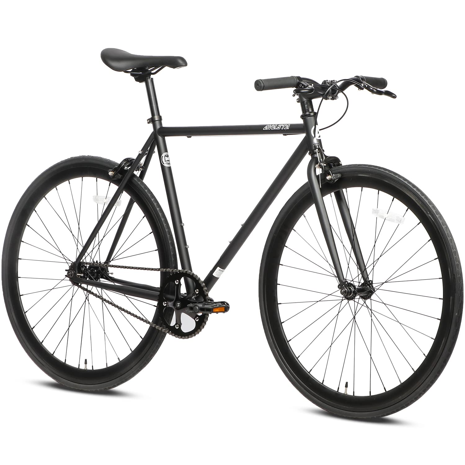 AVASTA Single-Speed Fixed Gear Urban Commuter Bike for Men & Women - Lightweight Steel Frame, Multiple Color Options (Black, Blue, Red, White) in 4 Sizes (S, M, L, XL) - Perfect for City Riding, Daily Commuting & Exercise