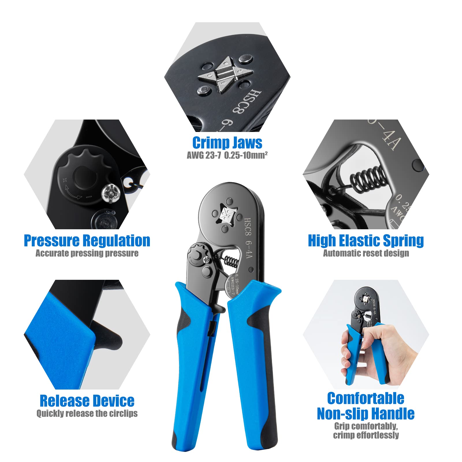 Professional Ferrule Crimping Tool Kit with 1250PCS Wire Ferrules - LUNEY Self-Adjustable Ratchet Crimper Plier for AWG 23-7 Cables (0.25-10mm²) - Perfect for Electrical Wiring, DIY Projects & Industrial Applications