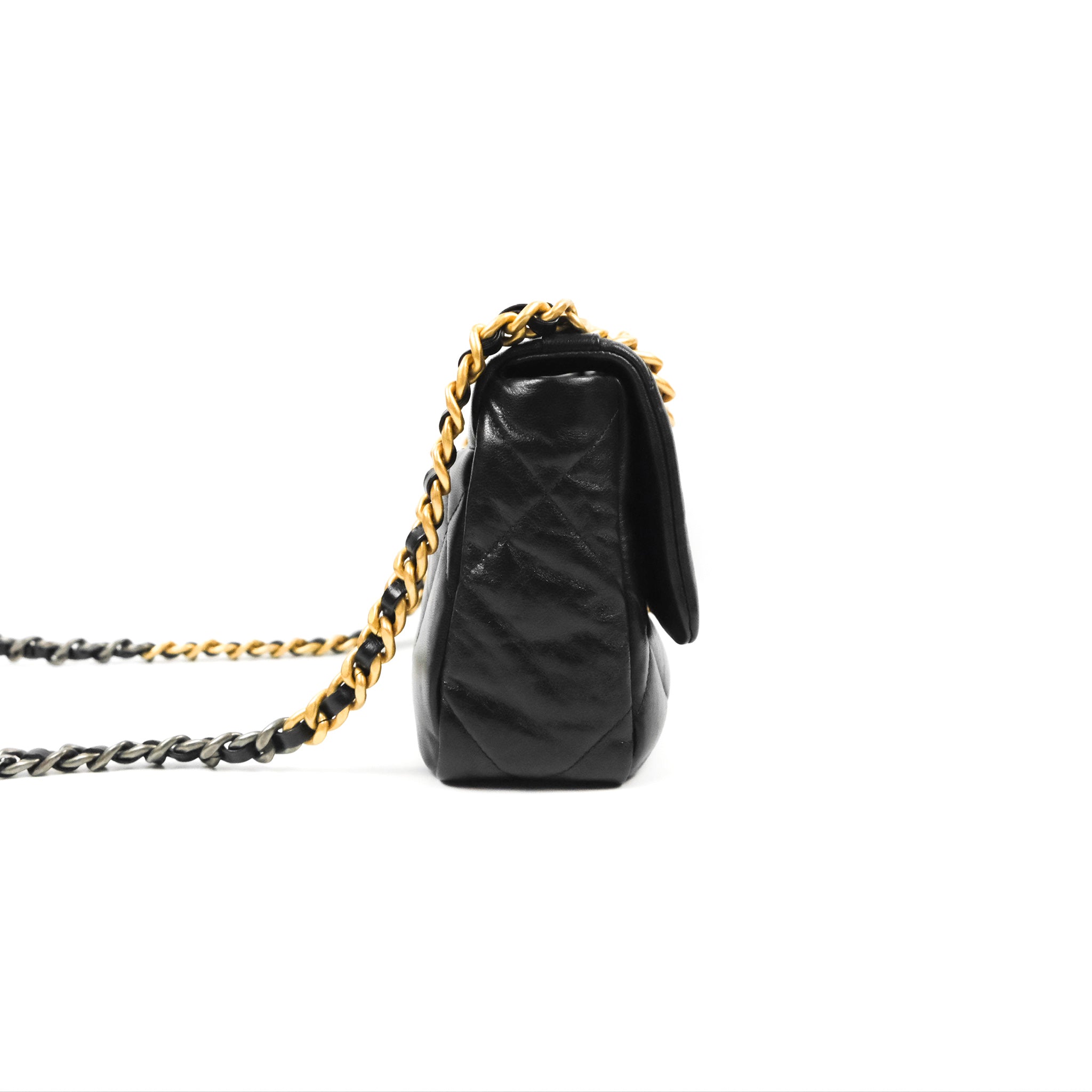 Chanel 19 Small Black Goatskin Leather Shoulder Bag with Mixed Metal Hardware - Perfect for Everyday Luxury & Evening Events