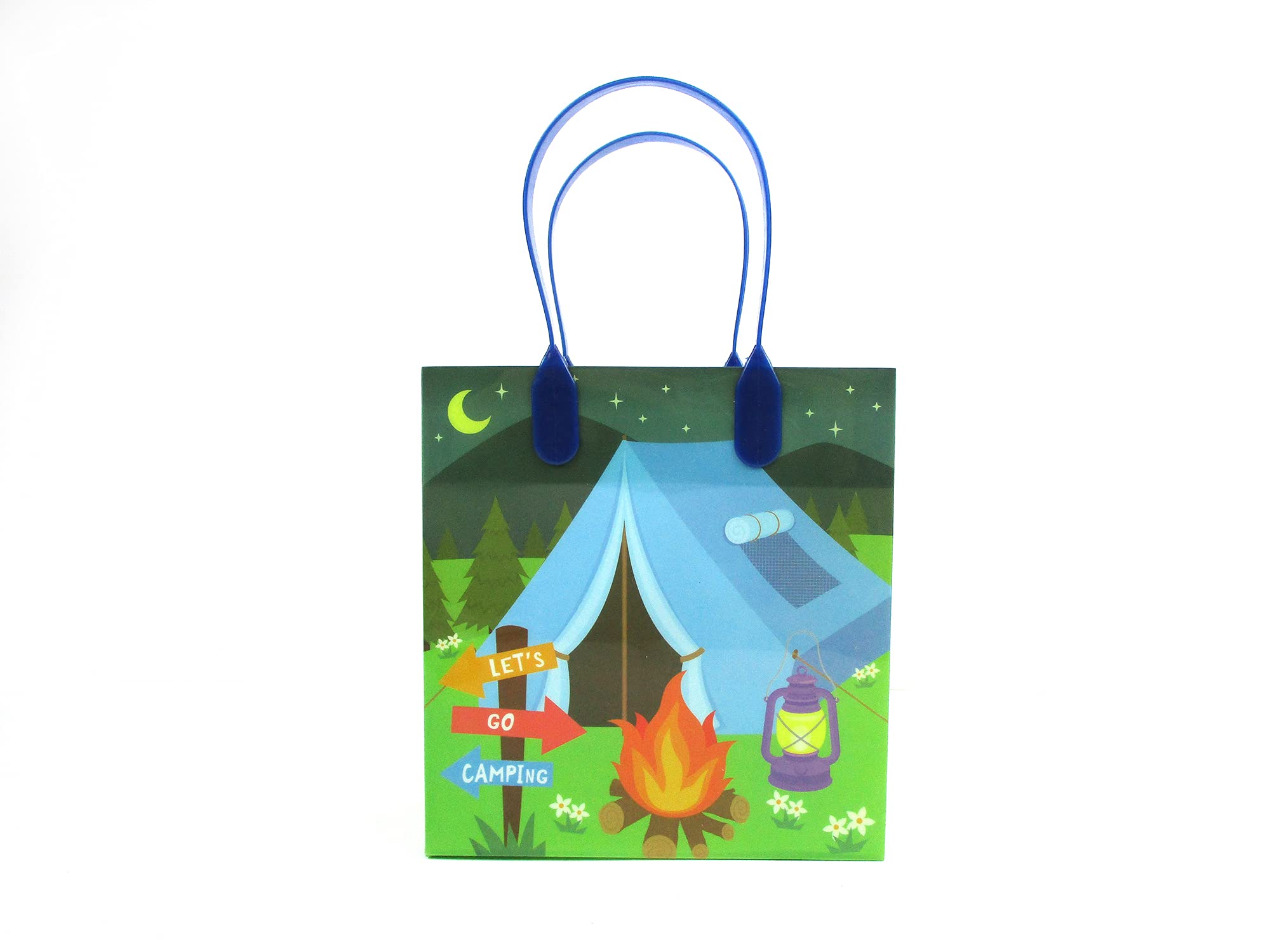 TINYMILLS Camping Party Favor Bags with Handles - 12 Pack Reusable Goodie Bags for Birthday Parties, Baby Showers & Outdoor Events - Perfect for Camping Themes, School Treats & Party Favors