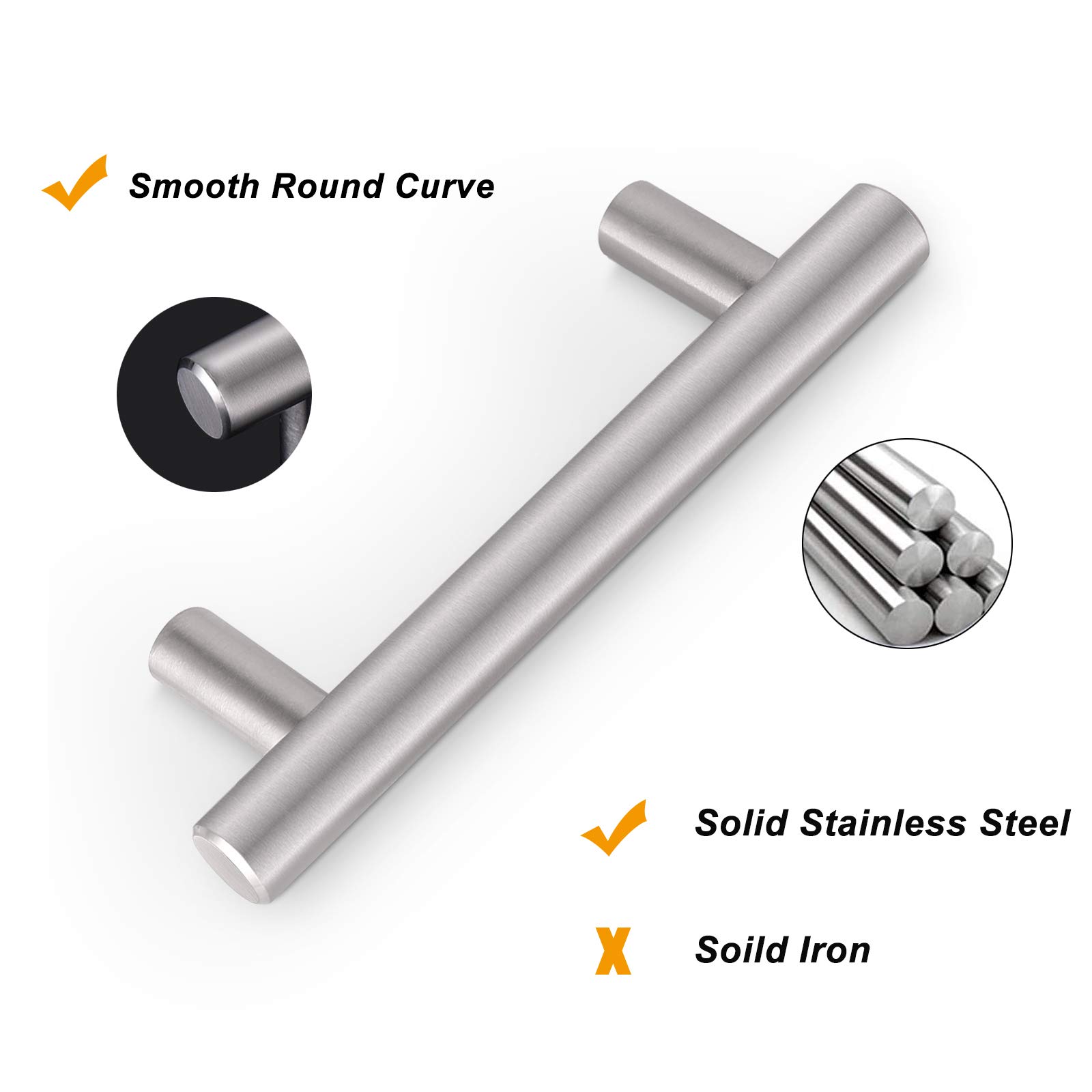 Probrico 5 Pack Brushed Nickel Cabinet Handles - Kitchen & Bathroom Hardware for Drawers & Wardrobes
