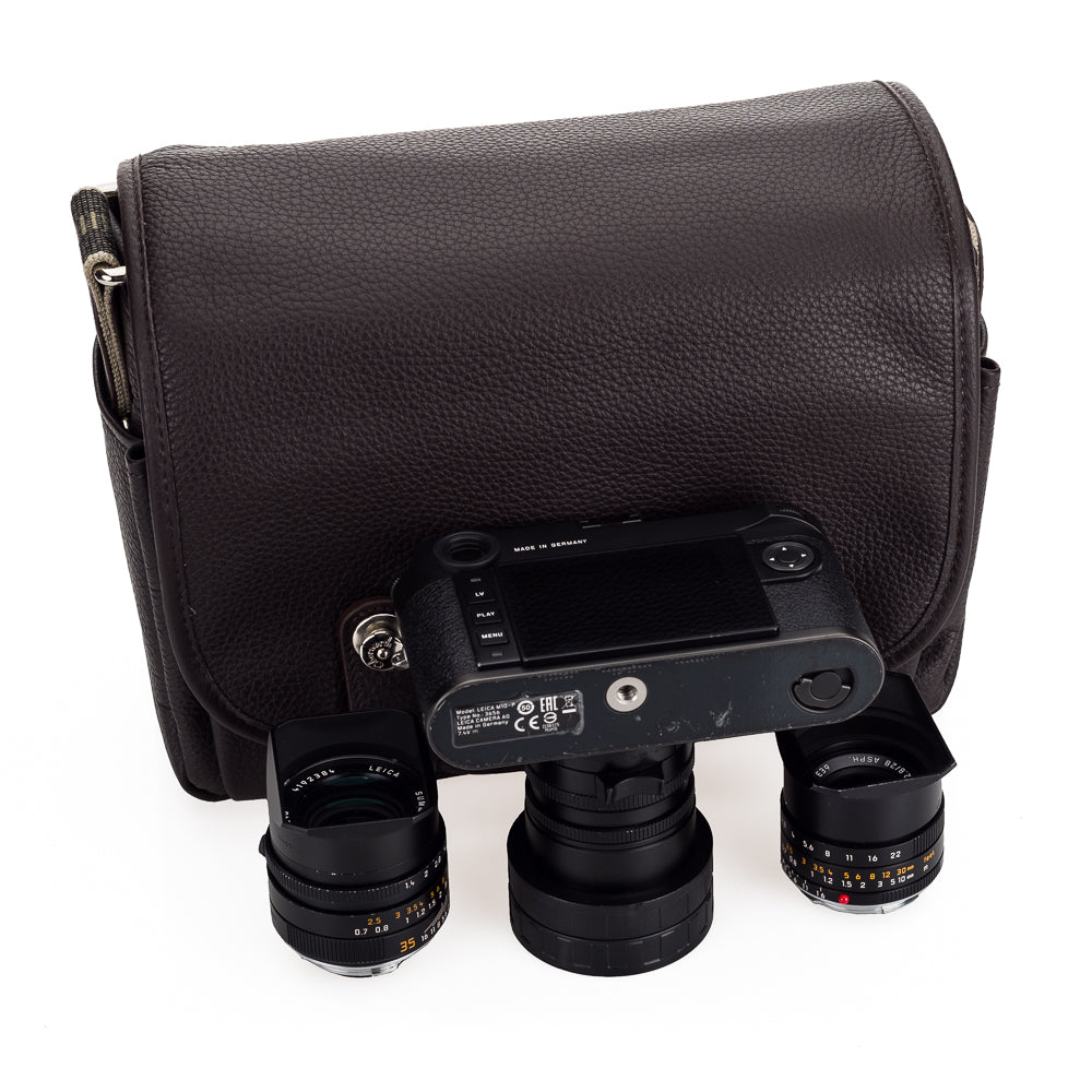 Premium Oberwerth Harry & Sally Medium Leather Camera Bag - Dark Brown for DSLR & Mirrorless Cameras | Stylish & Durable Photography Accessory for Travel & Street Photography