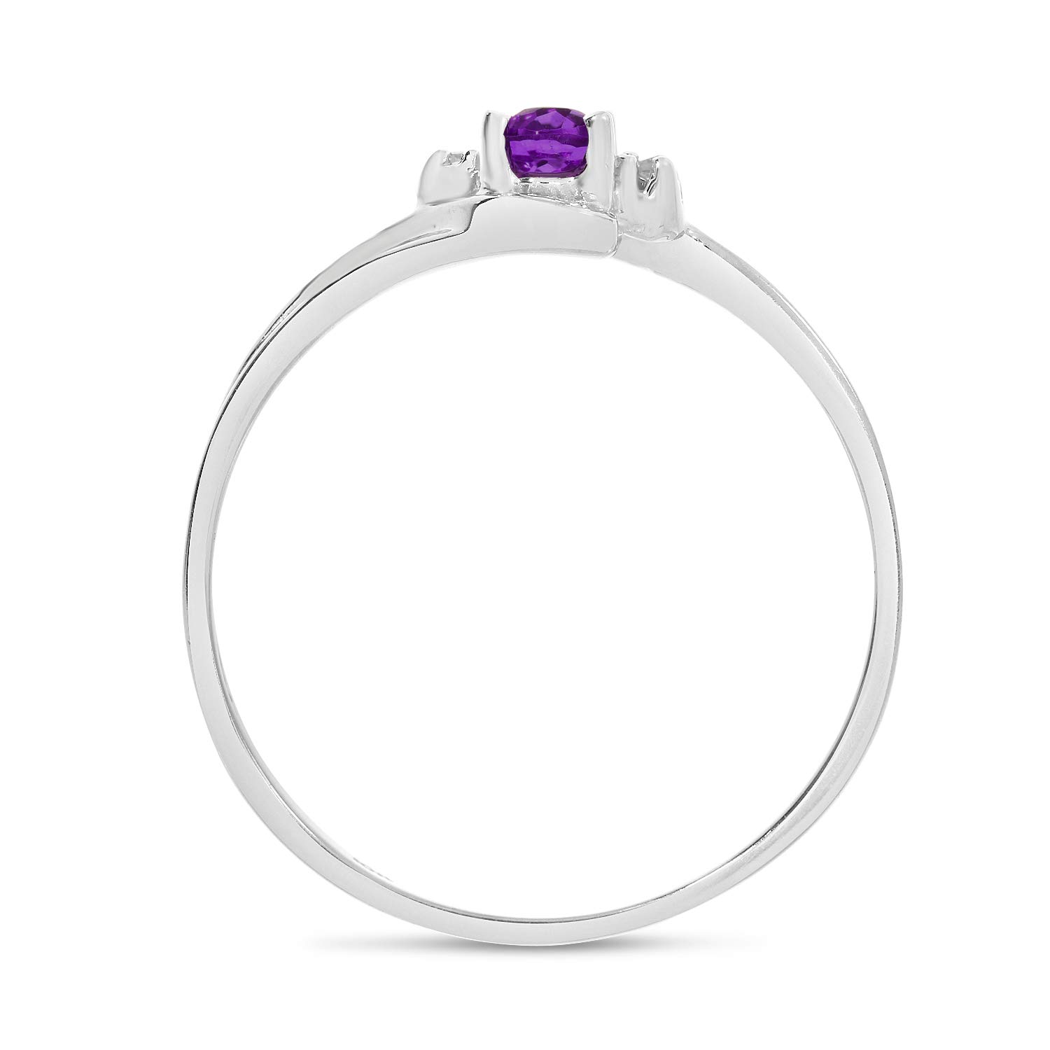10K White Gold Oval Amethyst and Diamond Ring for Women - Elegant Engagement, Wedding, Anniversary Jewelry Gift