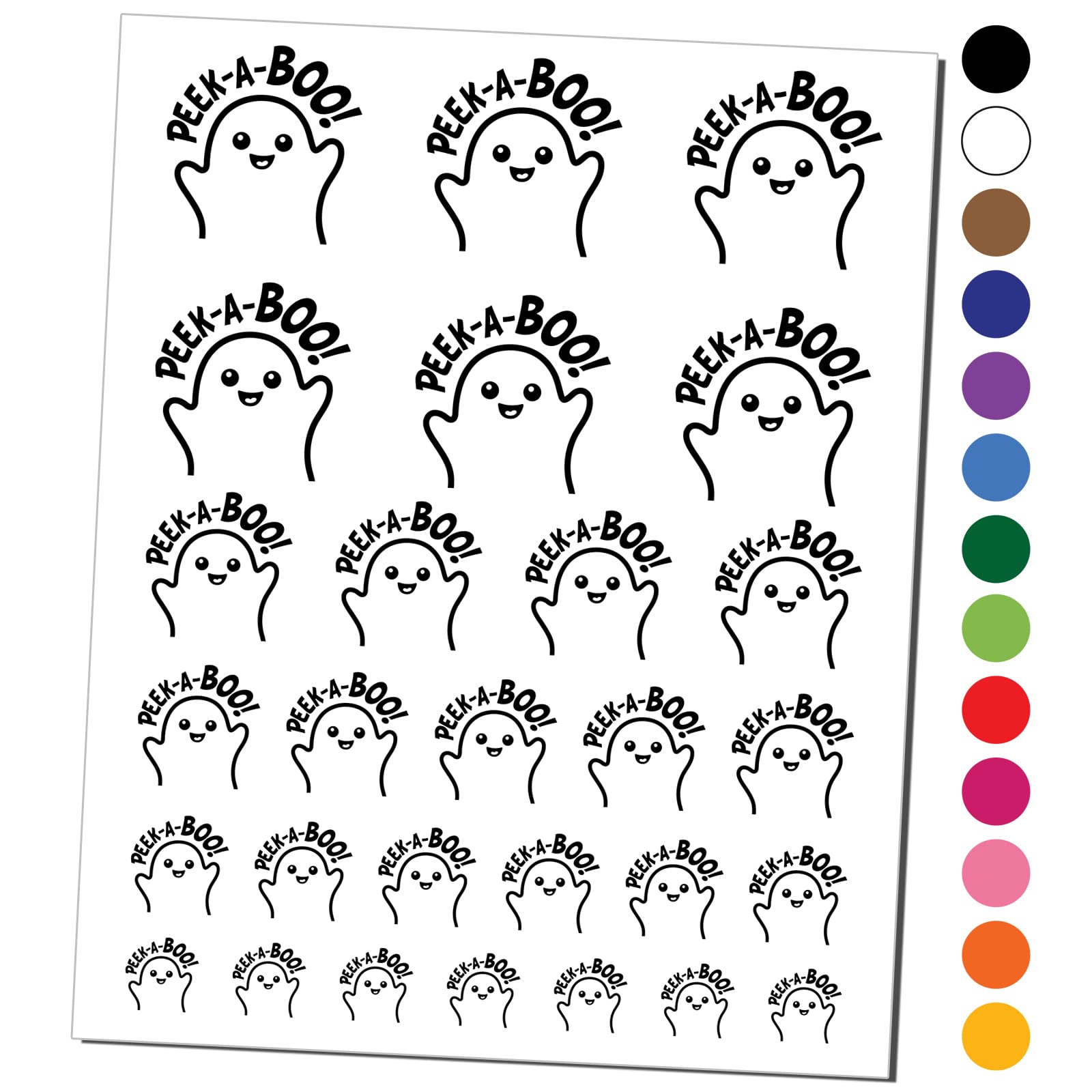 Halloween Peek A Boo Ghost Temporary Tattoos - Waterproof Fake Body Art Stickers for Costume Parties & Spooky Events (Black, 1 Sheet) - Perfect for Halloween Makeup, Cosplay & Trick or Treating
