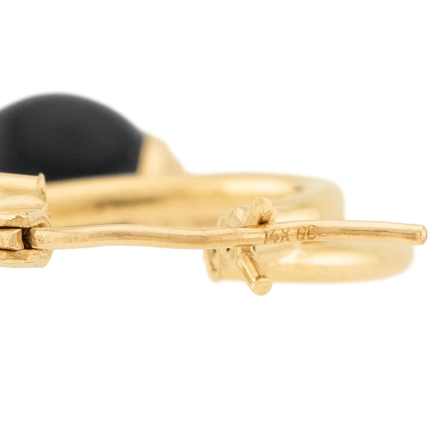 14K Gold Onyx Double Hoop Earrings for Women - Elegant Dangle Drop Earrings for Party, Wedding & Everyday Wear