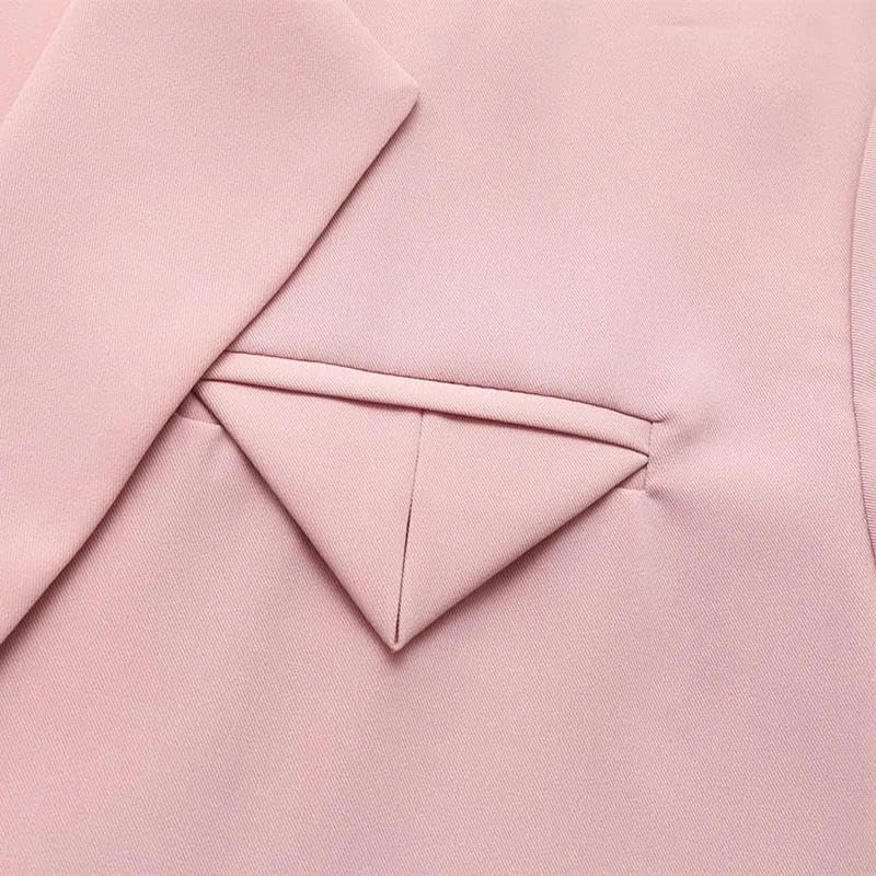 Women's Summer Cropped Blazers - Thin Short Sleeve Korean Style Casual Single Button Notched Suit Jacket for Office, Dating & Outdoor Events