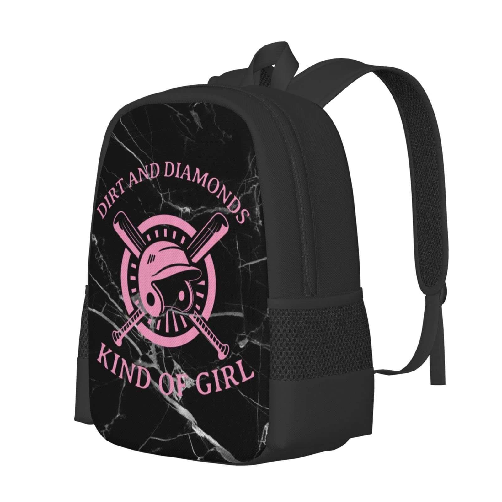 Vontako Funny American Softball Dirt & Diamonds Backpack - Black Laptop Backpack for School, Gym & Travel - Durable Daypack for Teens, Boys & Girls - Perfect for Sports, College & Everyday Use