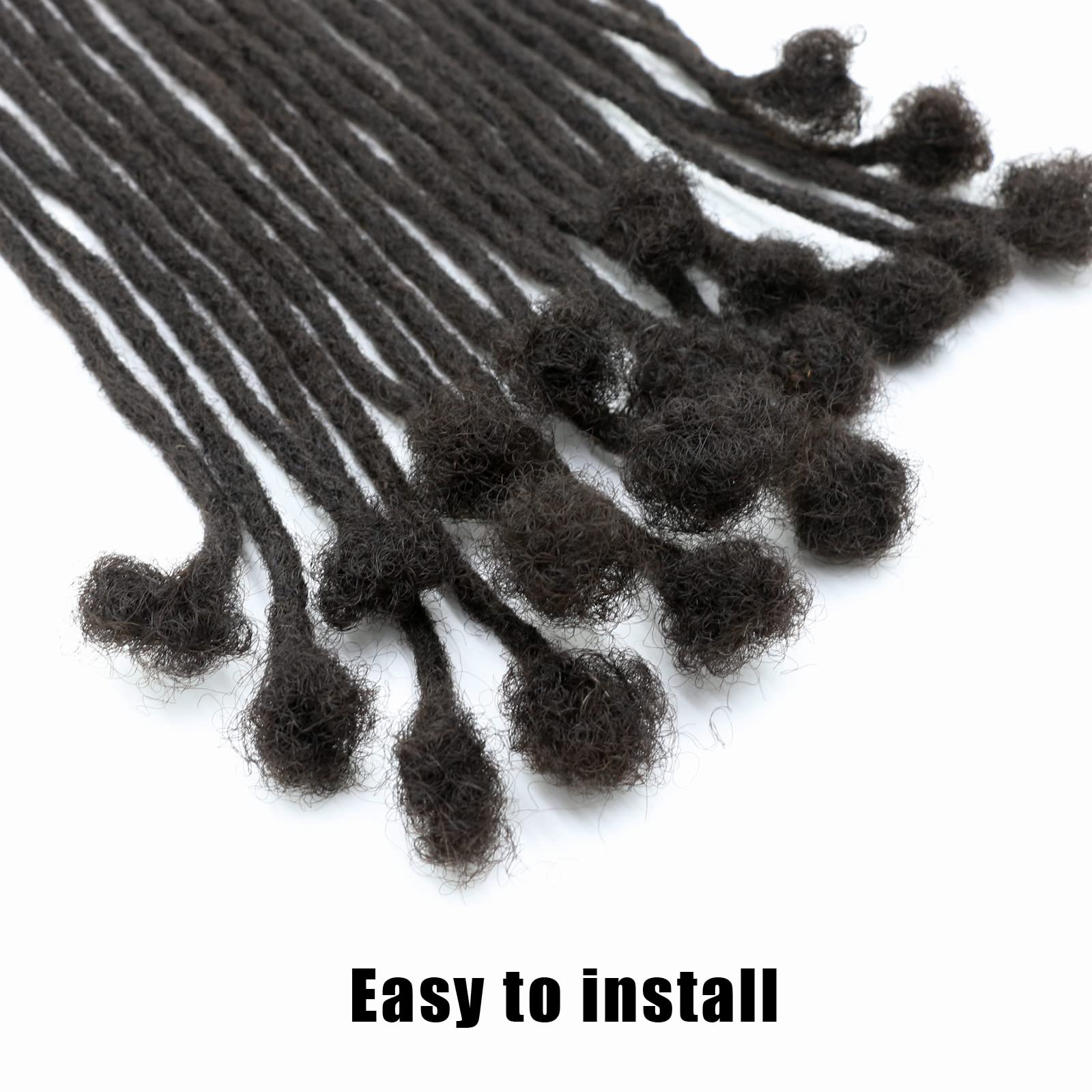 60 Strands Permanent Loc Extensions Human Hair - 0.4cm Width 8 Inch Full Handmade Dreadlocks - Soft Natural Black Dreads for Men, Women & Kids - Dyeable, Bleachable & Curlable - Perfect for Protective Styling, Cosplay & Everyday Wear