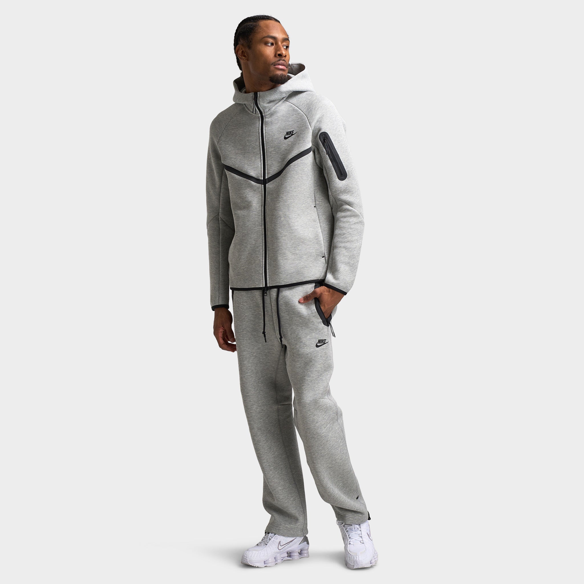Nike Tech Fleece Open Hem Joggers for Men - Dark Heather Grey/Black | Comfortable Athletic Pants for Running, Gym & Casual Wear