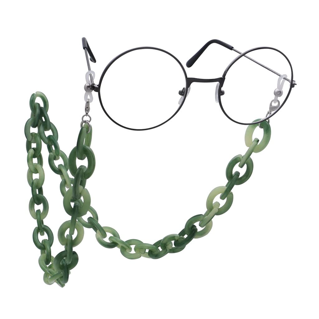 XJJZS Anti-Slip Acrylic Eyeglass Chain - Adjustable Reading Glasses Strap for Women & Men - Eyewear Lanyard Holder (Color A) - Perfect for Reading, Driving & Outdoor Activities