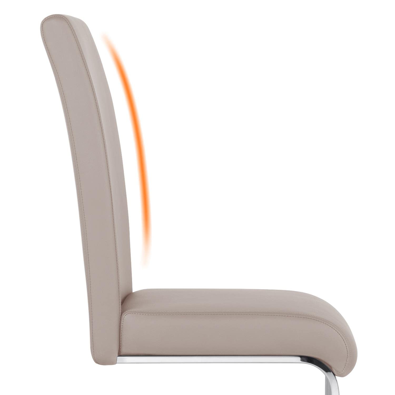 Yaheetech Modern High Back Leather Dining Chairs - Set of 2 Upholstered Armless Side Chairs with Metal Legs for Kitchen, Living Room & Home Office - Light Brown - Comfortable Seating for Family Meals & Entertaining Guests