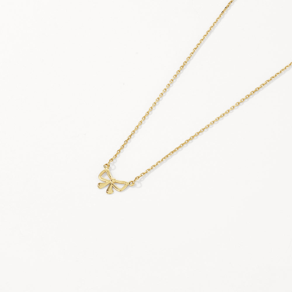 10K Gold Micro Bow Necklace - Dainty & Elegant Jewelry for Women - Perfect for Everyday Wear, Date Nights & Special Occasions
