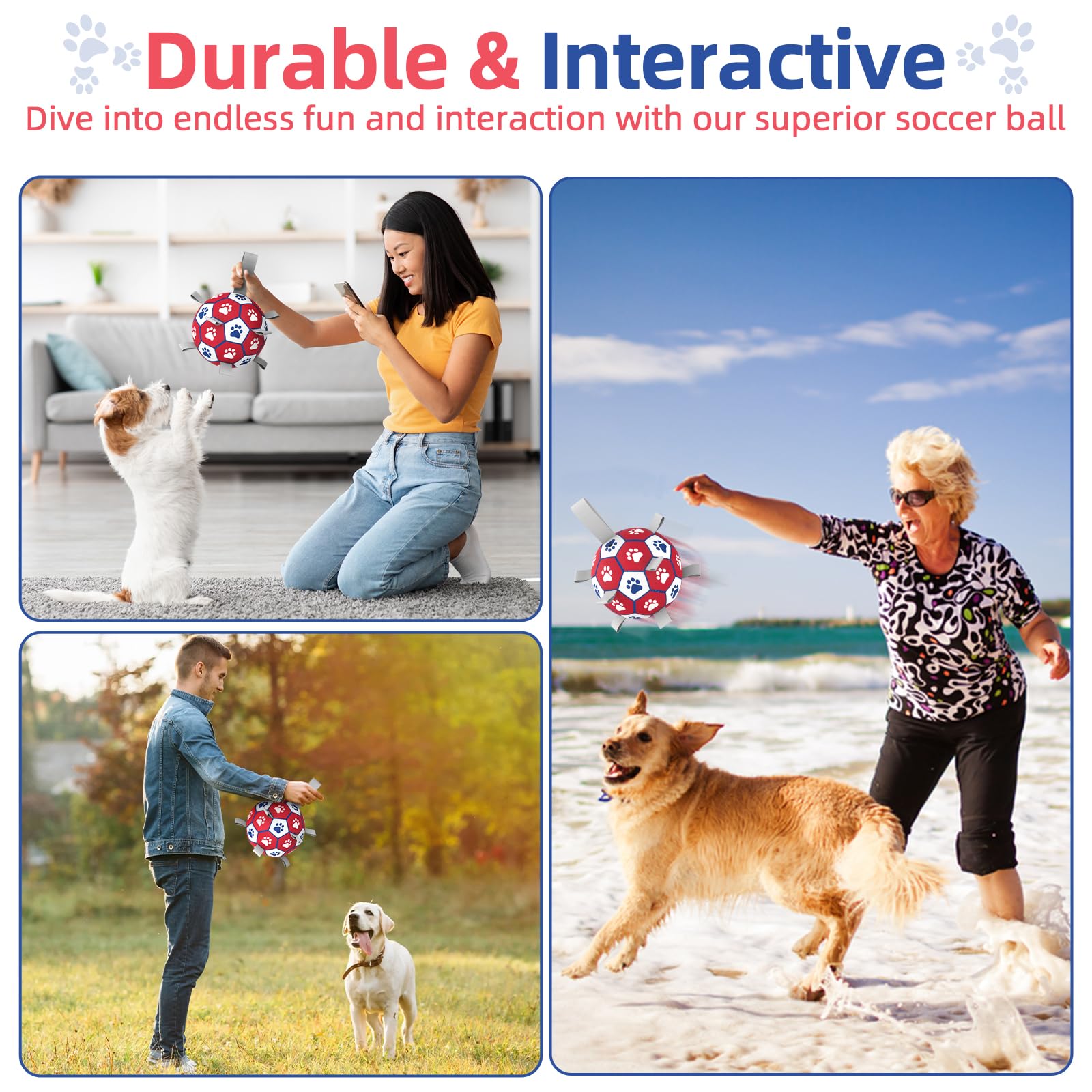 Durable 6-Inch Dog Soccer Ball with 9 Nylon Straps - Interactive Tug of War Toy for Small & Medium Dogs - Indoor/Outdoor Play - Perfect Birthday Gift for Pets | Great for Fetch, Training & Playtime in Backyard or Park