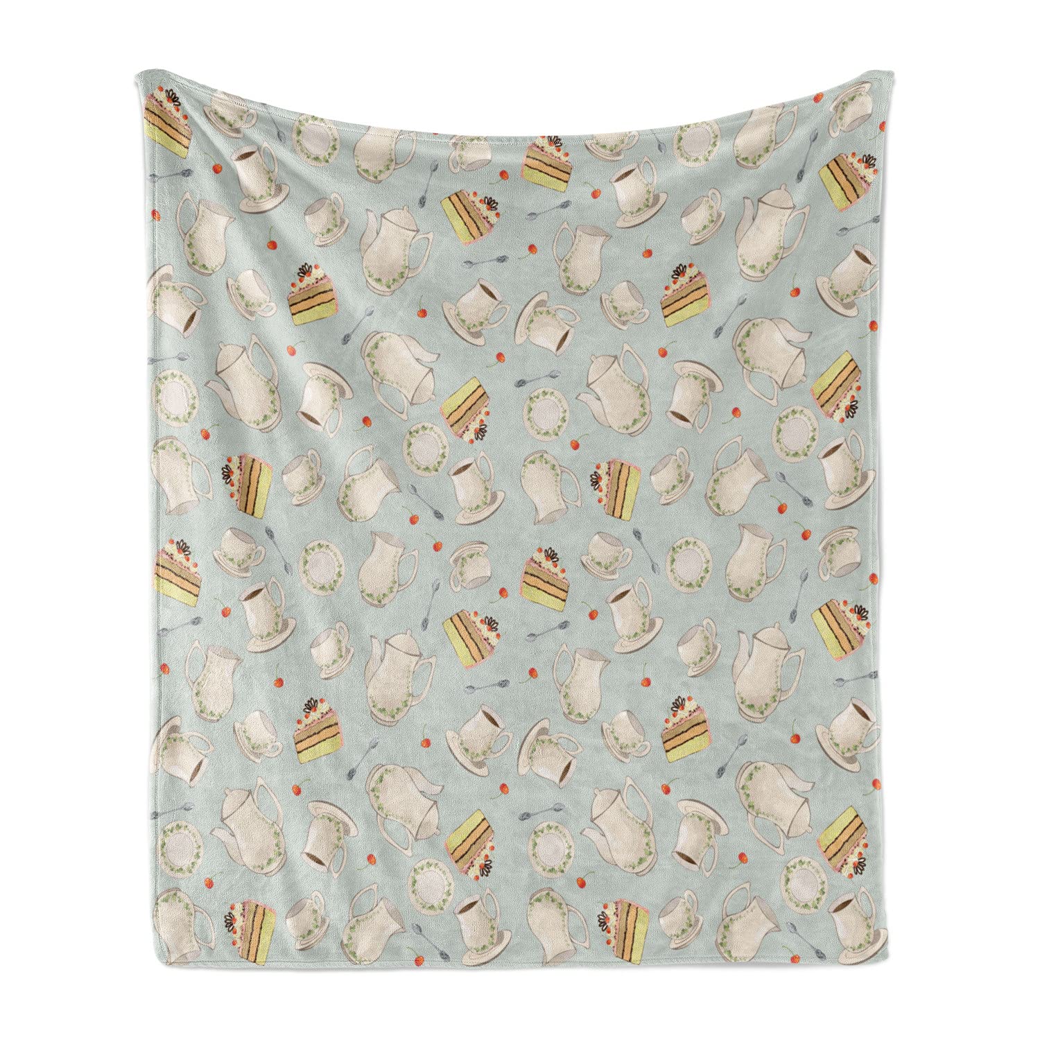 Ambesonne Tea Party Flannel Fleece Throw Blanket - 60