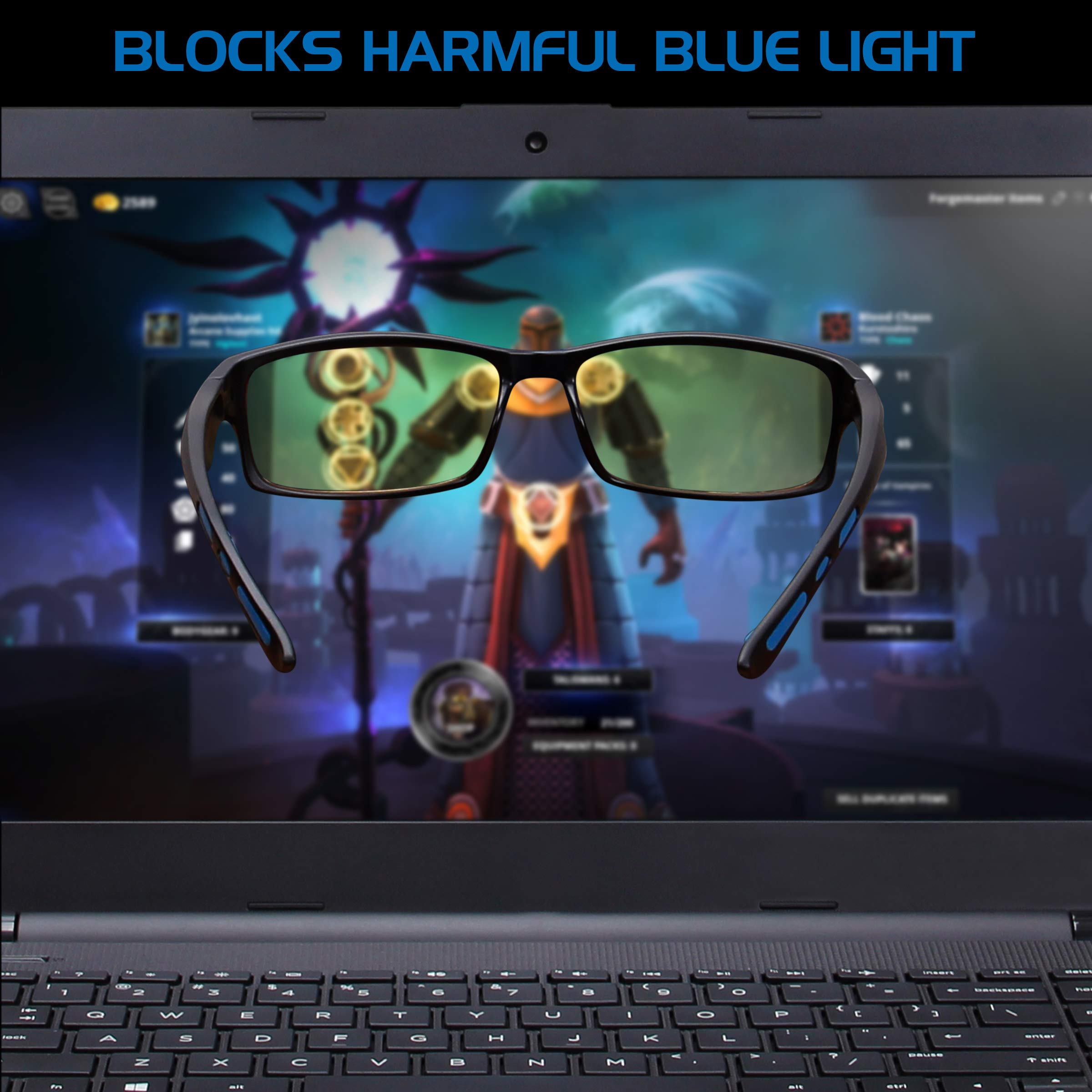 ENHANCE Battle Lens Blue Light Blocking Glasses for Gaming & Computer Use - Anti Eye Strain Glasses for Men & Women - Reduce Blue Light & Glare from Screens - Perfect for Video Games, TV, Office Work & Digital Device Protection