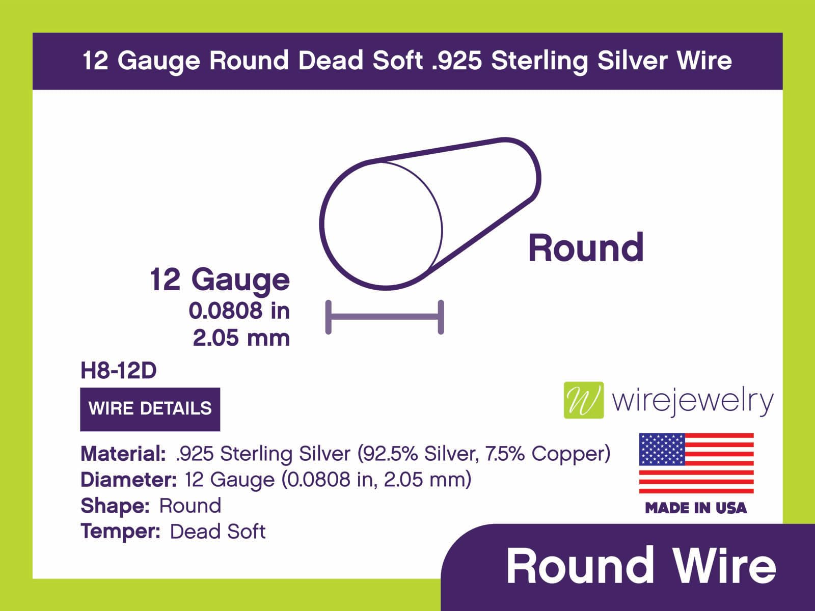 12 Gauge Round Dead Soft .925 Sterling Silver Wire - 5FT for Jewelry Making, DIY Crafts & Wire Wrapping Projects