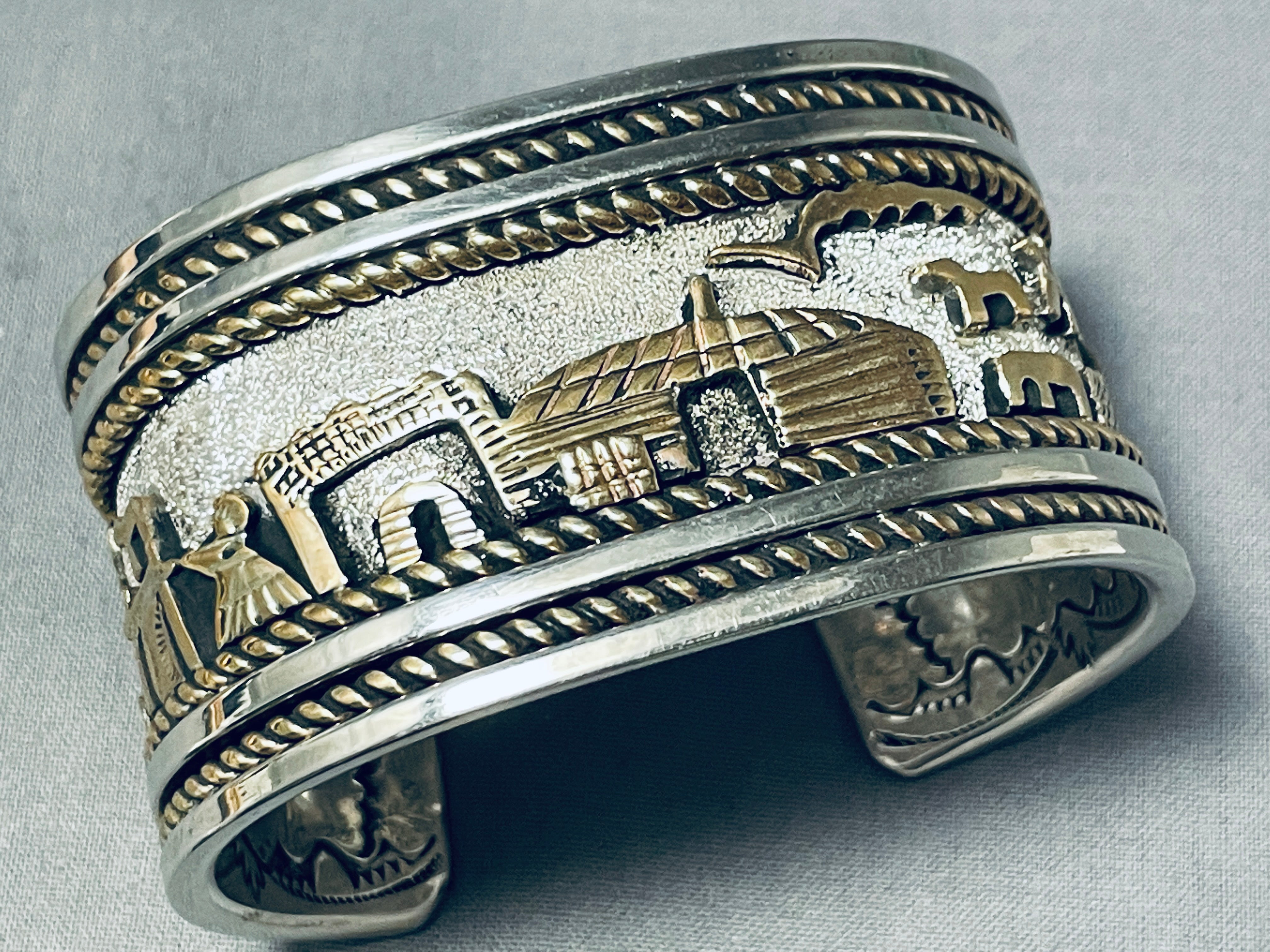 100 Grams Navajo Sterling Silver Wide Cuff Bracelet - Authentic Native American Jewelry for Women, Handmade Hogan Design - Perfect for Boho Fashion, Gift Giving & Special Occasions