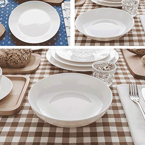 40-Piece Pure White Porcelain Dinnerware Set - Bone China Plates, Bowls, Soup Plates & Gravy Boat for 6-Person Table Setting | Elegant Dinner Party, Wedding, Holiday & Everyday Dining
