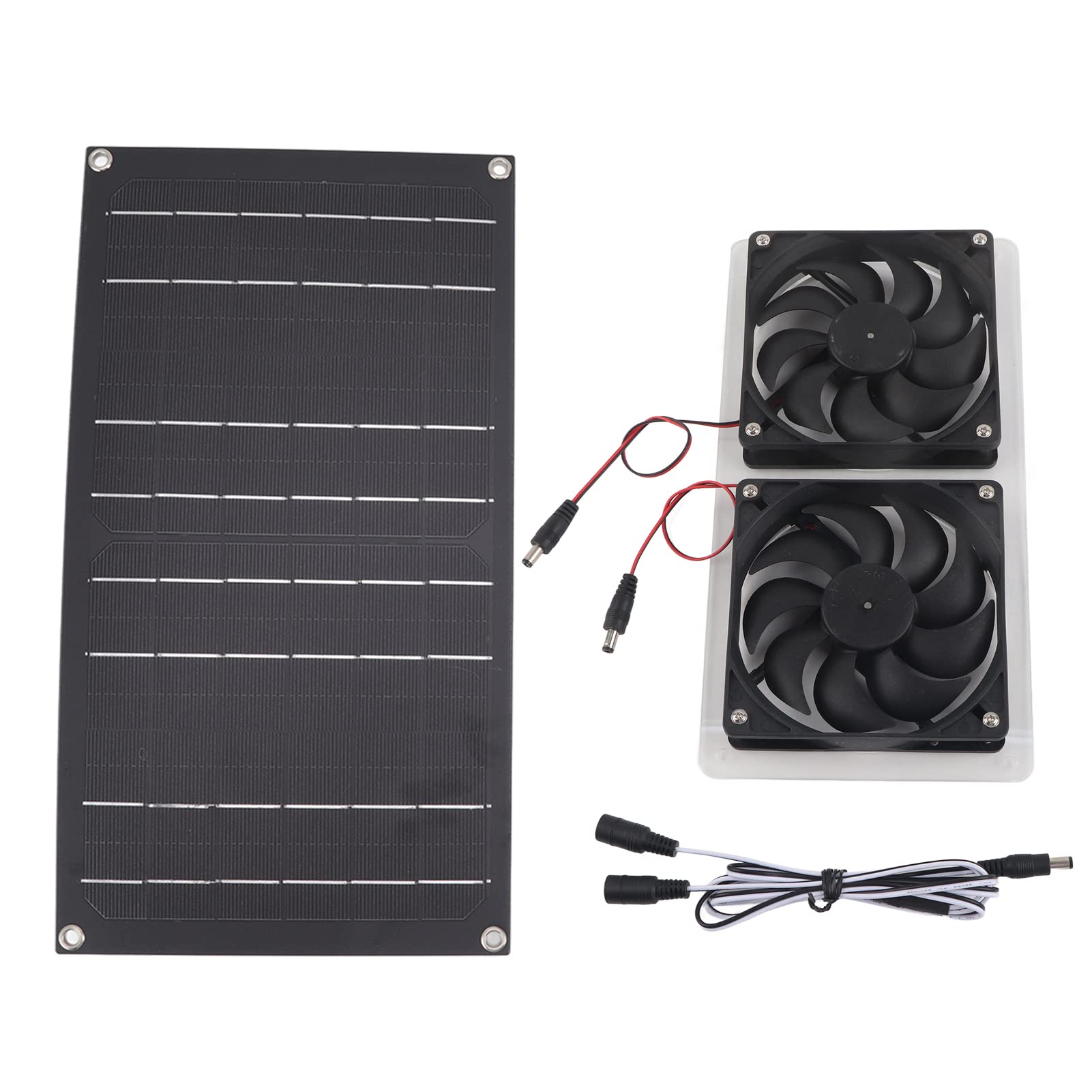 100W Solar Panel Powered Fan - IP67 Waterproof, Low Noise 12V Greenhouse Ventilator Kit with Dual Exhaust Fans | Solar Cooling & Ventilation Fan for Chicken Coops, Pet Houses, Dog Sheds & Greenhouses | Outdoor, RV, Camping & Off-Grid Use