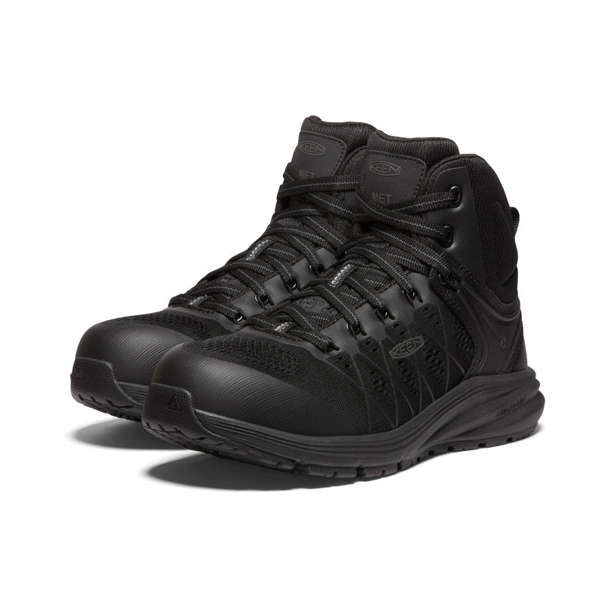 Women's Vista Energy Mid INT MET (Carbon Toe) Work Boots - Black/Raven - Durable Safety Shoes for Construction & Outdoor Work