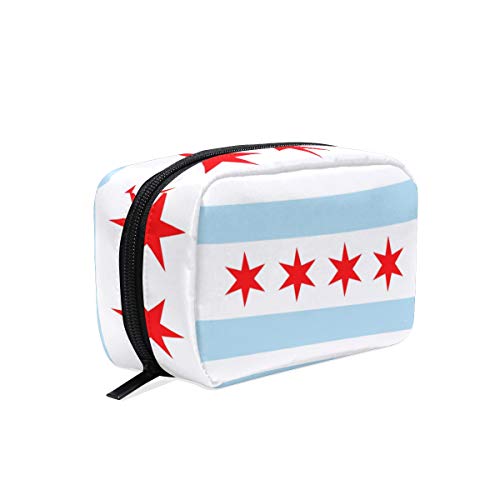 Chicago City Flag Women's Travel Makeup Bag - Portable Cosmetic & Toiletry Organizer for Beauty Storage | Perfect for Travel, Gym, and Daily Use