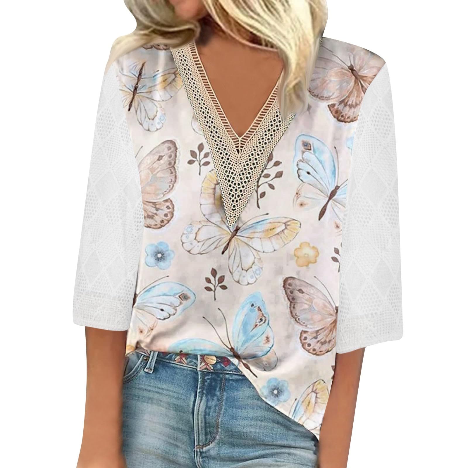 Vintage 80s Style Women's T-Shirts - Plus Size Trumpet Sleeve Mesh Tops with Stand Collar for Fall | Casual Short Sleeve Blouses for Everyday Wear, Office & Date Night Outfits