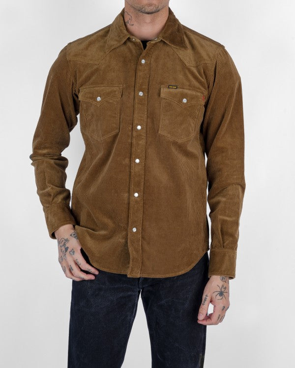Iron Heart IHSH 398 11oz Corduroy Western Shirt in Camel - Durable Workwear for Cowboy Style & Outdoor Adventures