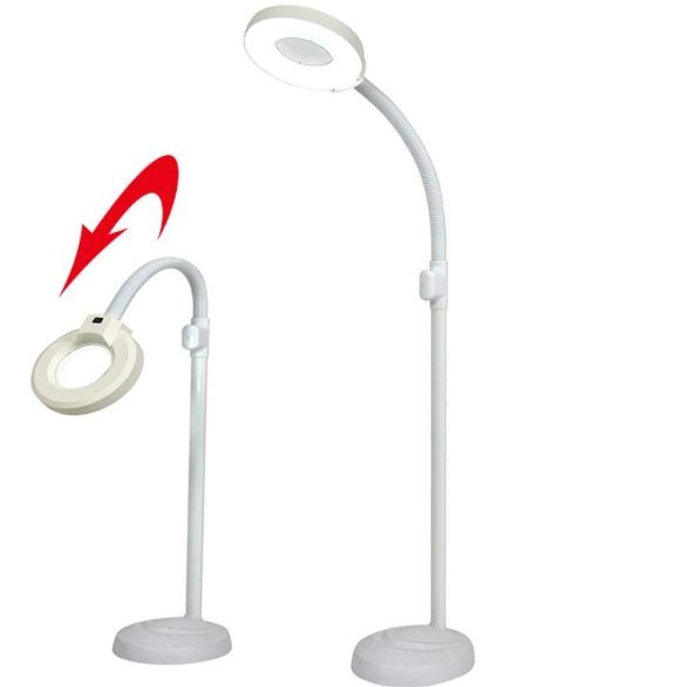 8X LED Magnifying Floor Lamp with High-Definition Optical Glass - Adjustable Angle & Rotatable for Reading, Beauty, Crafts, Jewelry Making & Close Observation - Perfect for Home Office, Salon & Hobby Rooms