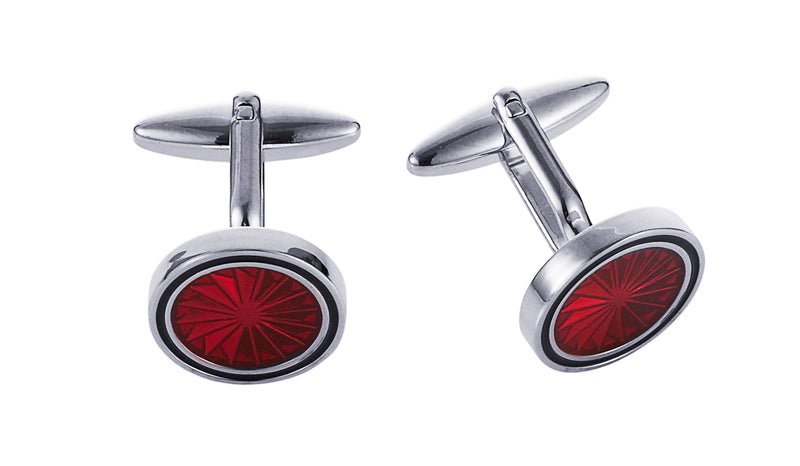 Elegant Cudworth Red Resin Round Cufflinks for Men - Classic Dress Shirt Accessories for Weddings, Business Meetings & Formal Events