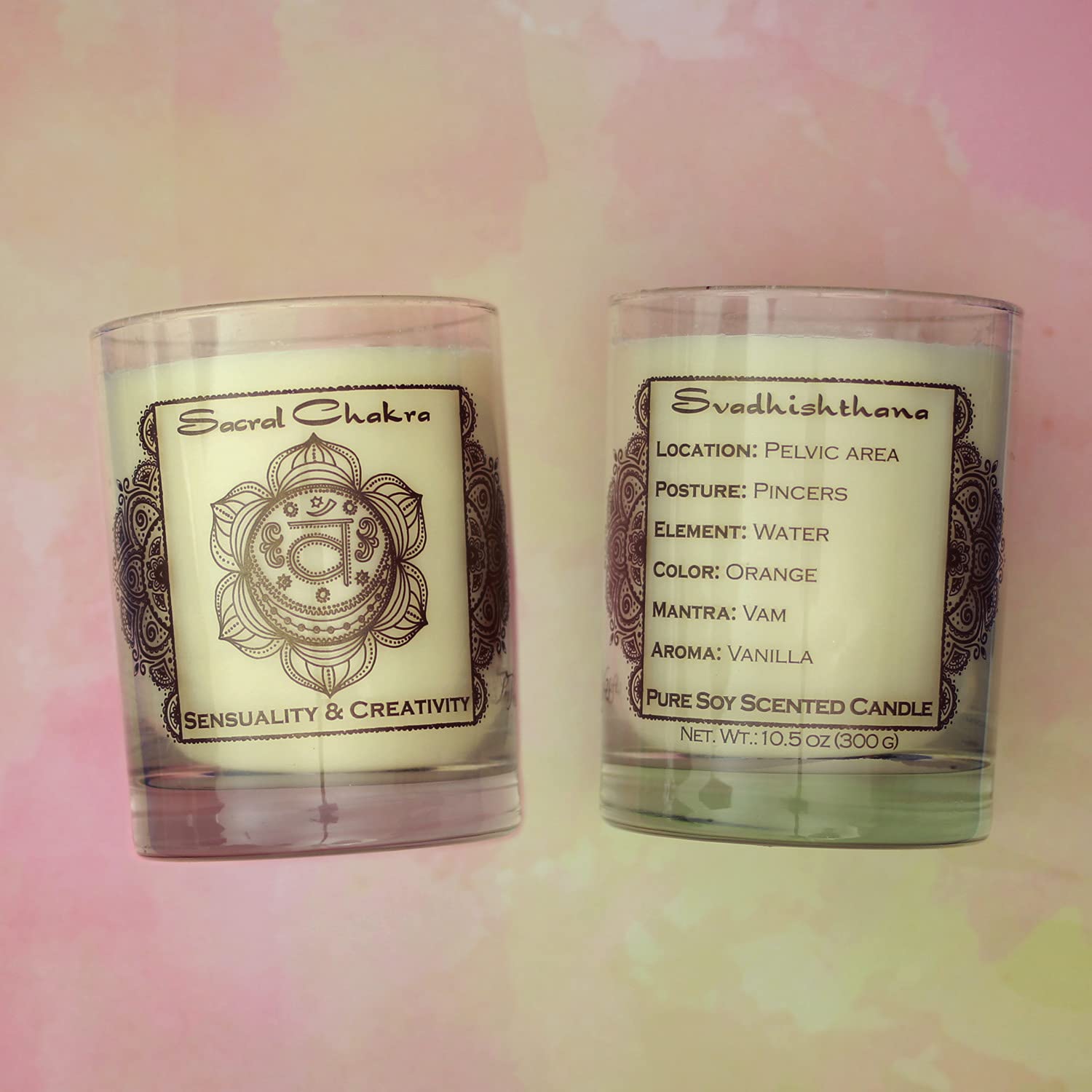 Prabhuji's Gifts Soy Candles for Sacral Chakra Meditation - Essential Oil Scented Meditation Candles in Glass Jar - Hand Poured in USA for Sensuality & Creativity - Perfect for Yoga, Aromatherapy & Spiritual Healing