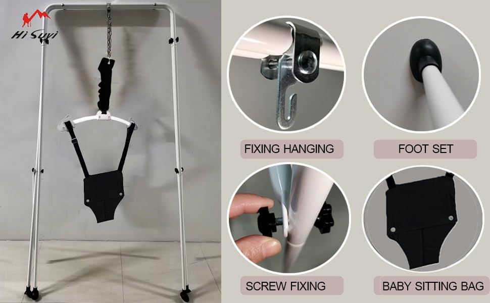Adjustable Baby Jumper Set with Hanging Shelf - Soft Toddler Bouncer & Developmental Toys for Infants (Black) | Perfect for Playtime, Learning & Motor Skills Development at Home