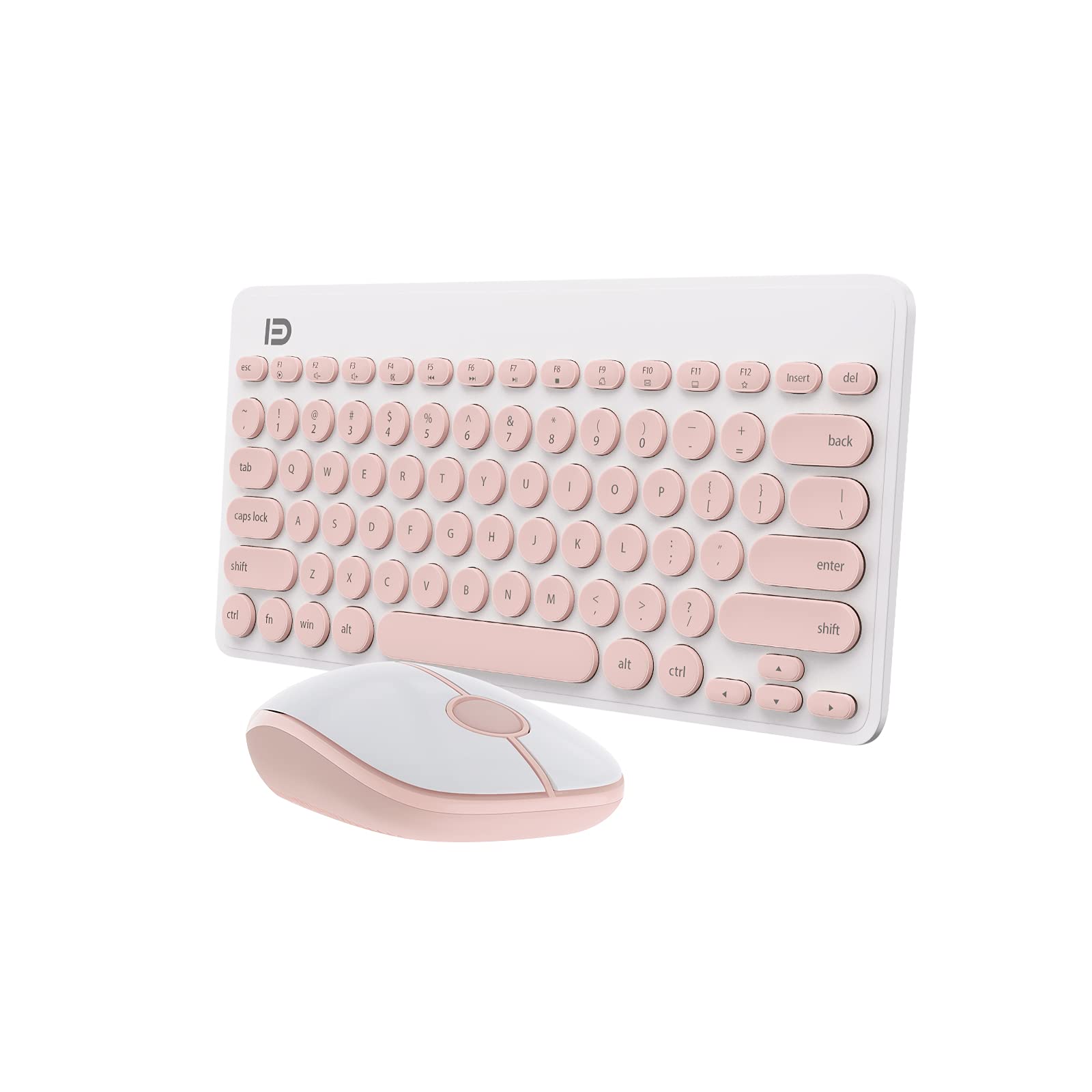 FD ik6620 Wireless Keyboard and Mouse Combo - 2.4G Slim Silent Keyboard with Round Keycaps & Ergonomic Mouse for PC/Laptop/Tablet - Perfect for Office, Home & Gaming Use