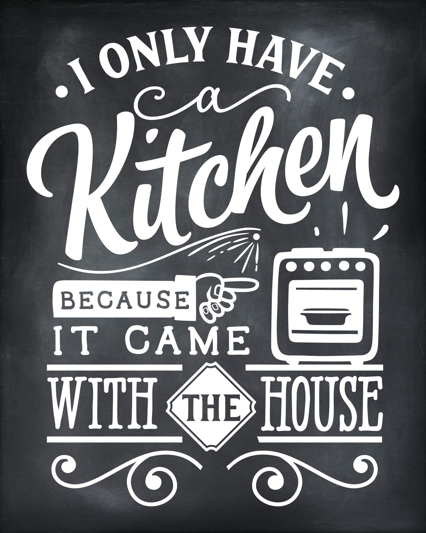 Funny Kitchen Signs - Cute Typography Wall Decor for Home & Housewarming Gifts | 8x10 Unframed Prints | Perfect for Farmhouse, Apartment & Coffee Bar Decor