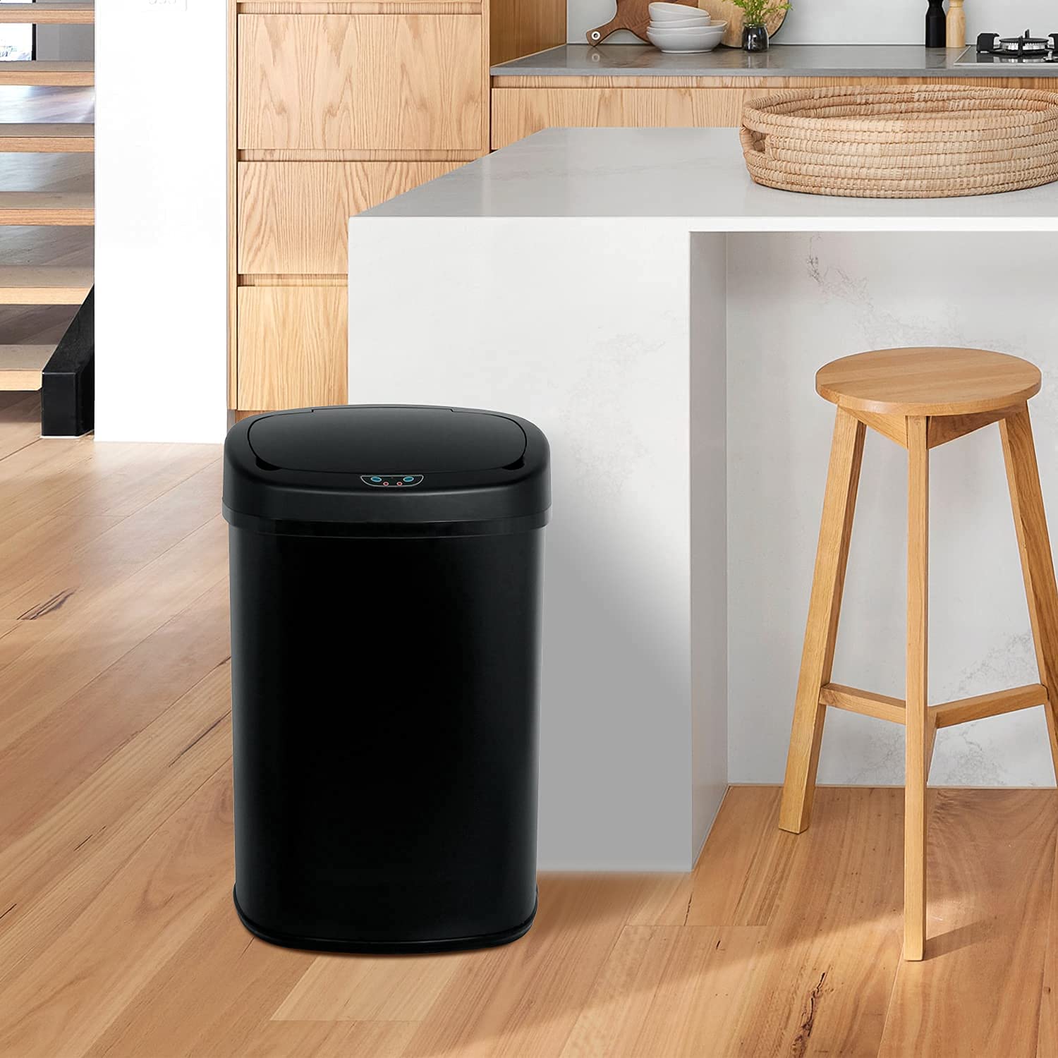 13 Gallon Automatic Sensor Trash Can with Lid - Touchless Stainless Steel Kitchen Garbage Bin for Home, Office, Bathroom & Bedroom | Durable & Odor-Proof Waste Container for Easy Hands-Free Disposal