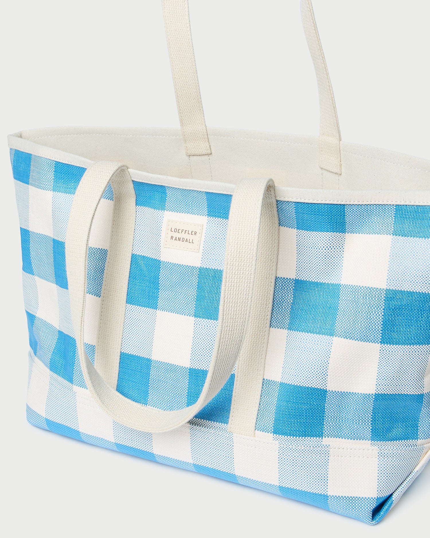 Deanie Blue Gingham Tote Bag - Stylish Cotton Canvas Shoulder Bag for Women - Perfect for Beach, Shopping & Everyday Use
